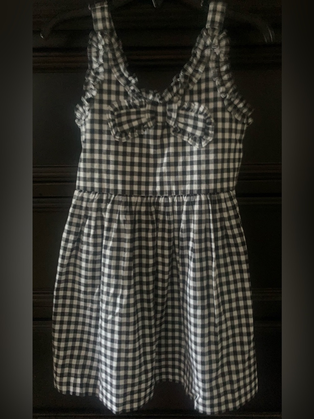 Pastourelle Black and White Gingham Bow Tank Dress